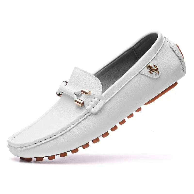 KIMLUD, 2022 White Loafers Men Handmade Leather Shoes Black Casual Driving Flats Blue Slip-On Moccasins Boat Shoes Plus Size 46 47 48, 15118-white / 37, KIMLUD Women's Clothes