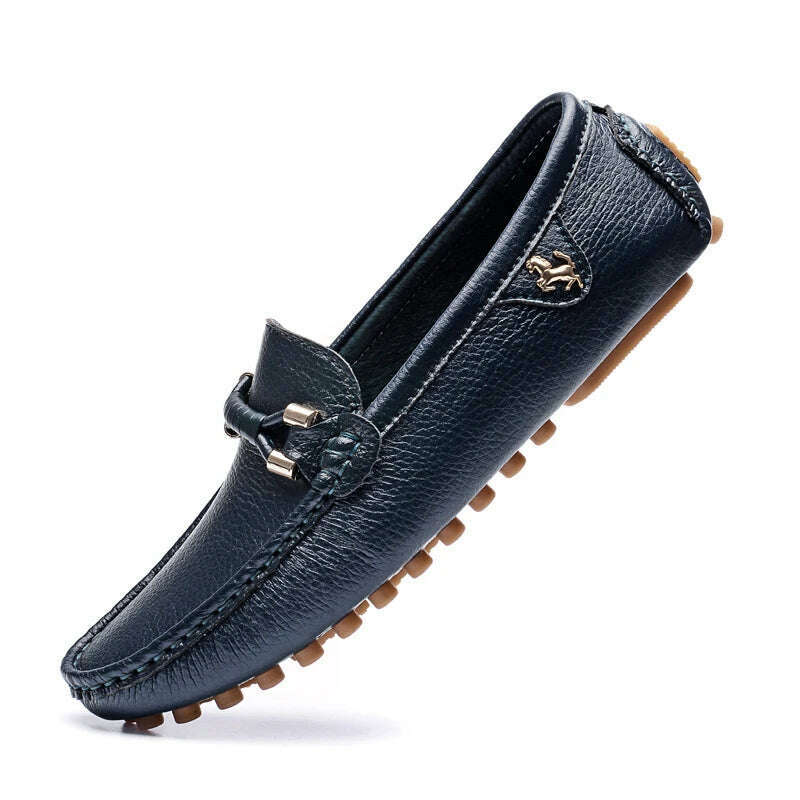 KIMLUD, 2022 White Loafers Men Handmade Leather Shoes Black Casual Driving Flats Blue Slip-On Moccasins Boat Shoes Plus Size 46 47 48, 15118-navy blue / 37, KIMLUD Women's Clothes