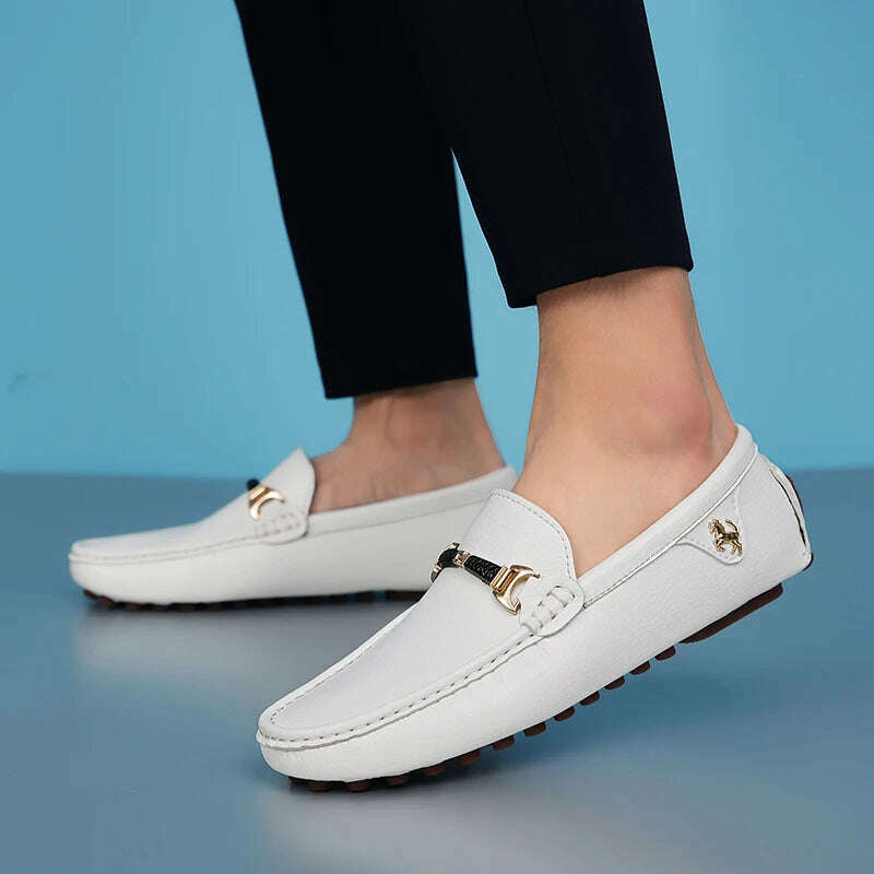 KIMLUD, 2022 White Loafers Men Handmade Leather Shoes Black Casual Driving Flats Blue Slip-On Moccasins Boat Shoes Plus Size 46 47 48, KIMLUD Women's Clothes