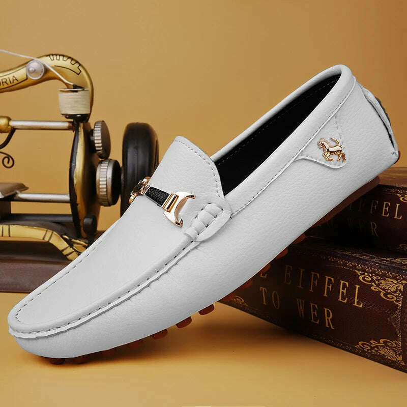 KIMLUD, 2022 White Loafers Men Handmade Leather Shoes Black Casual Driving Flats Blue Slip-On Moccasins Boat Shoes Plus Size 46 47 48, KIMLUD Womens Clothes