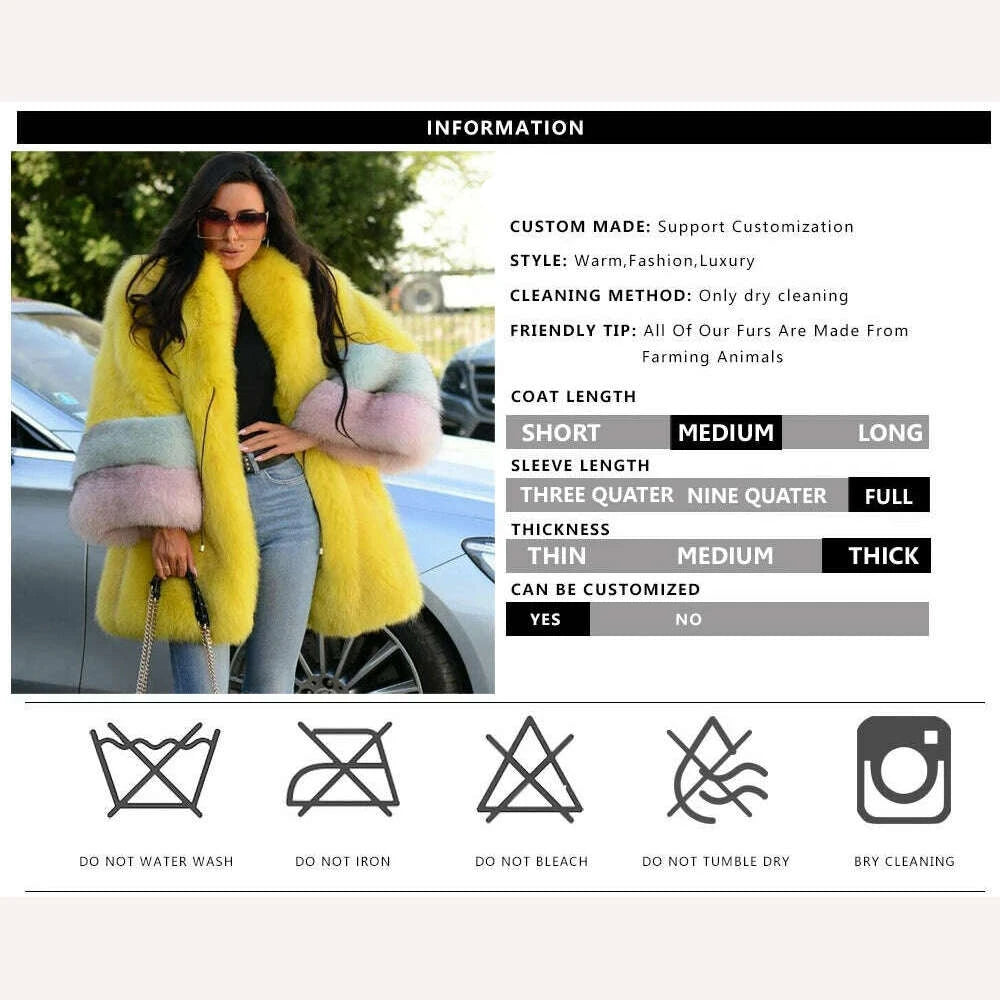 KIMLUD, 2022 Winter Fashion Yellow Fox Fur Coat For Women With Big Collar Full Pelt Genuine Fox Fur Jacket Long Natural Fur Coats Luxury, KIMLUD Womens Clothes