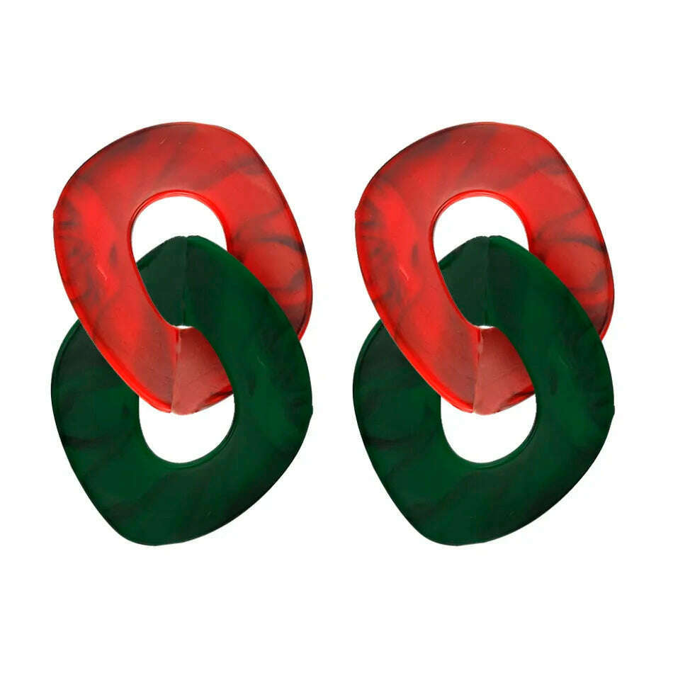 KIMLUD, 2022 Women Acrylic Minimalist Earrings Charm Statement Geometric Earring Pendant Fashion Jewelry Gifts Pendientes Brincos, SP490-Red DK Green, KIMLUD Womens Clothes