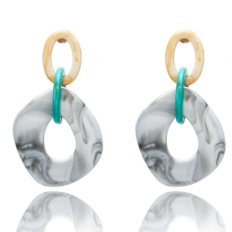 KIMLUD, 2022 Women Acrylic Minimalist Earrings Charm Statement Geometric Earring Pendant Fashion Jewelry Gifts Pendientes Brincos, NR136-GRAY, KIMLUD Women's Clothes