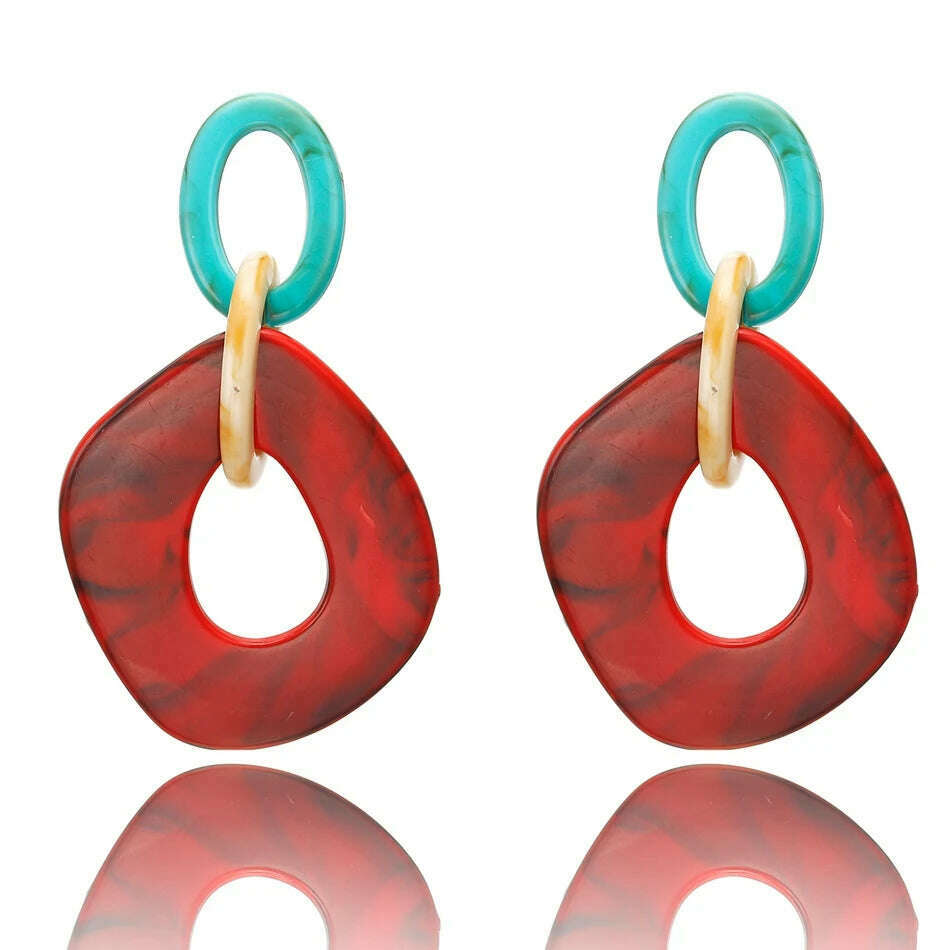 KIMLUD, 2022 Women Acrylic Minimalist Earrings Charm Statement Geometric Earring Pendant Fashion Jewelry Gifts Pendientes Brincos, NR136-RED, KIMLUD Women's Clothes