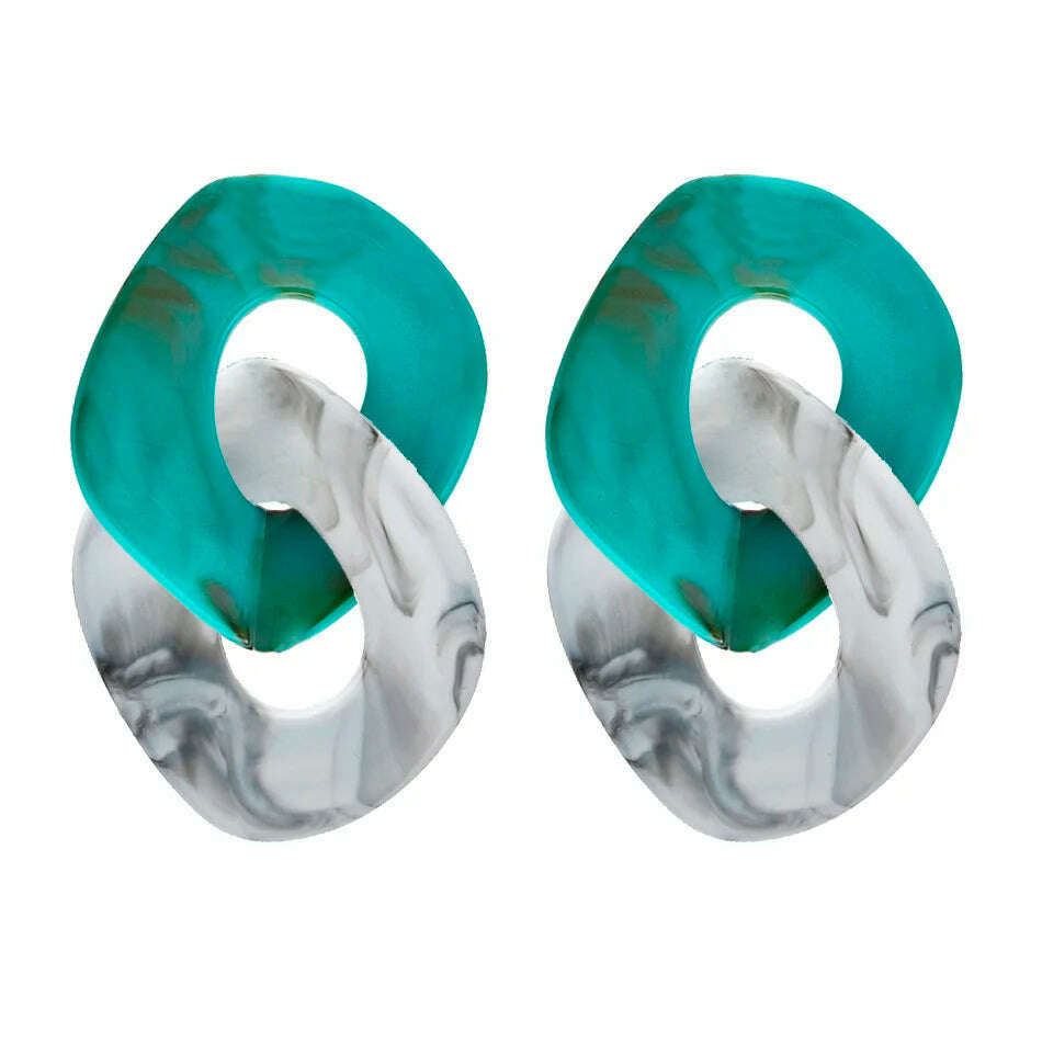 KIMLUD, 2022 Women Acrylic Minimalist Earrings Charm Statement Geometric Earring Pendant Fashion Jewelry Gifts Pendientes Brincos, SP490-Green White, KIMLUD Women's Clothes