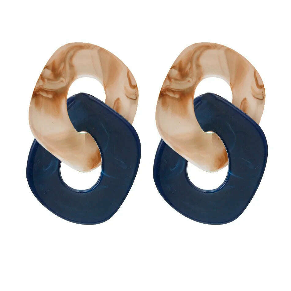 KIMLUD, 2022 Women Acrylic Minimalist Earrings Charm Statement Geometric Earring Pendant Fashion Jewelry Gifts Pendientes Brincos, SP490-Brown DK bLUE, KIMLUD Womens Clothes