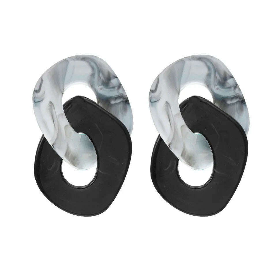 KIMLUD, 2022 Women Acrylic Minimalist Earrings Charm Statement Geometric Earring Pendant Fashion Jewelry Gifts Pendientes Brincos, SP490-White Black, KIMLUD Women's Clothes