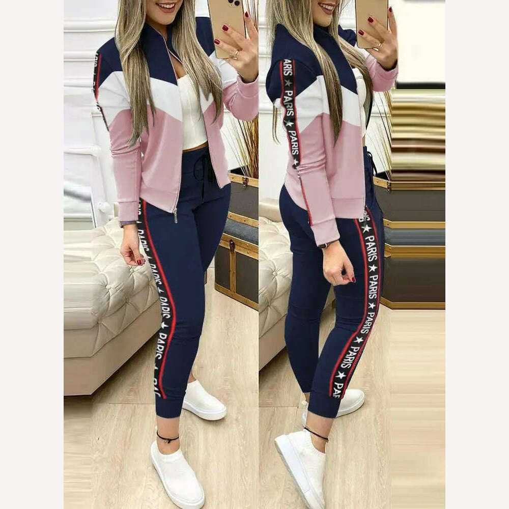KIMLUD, 2022 Women Two Piece Set Outfits Autumn Women's Tracksuit Zipper Top And Pants Casual Sport Suit Winter 2 Piece Woman Set, KIMLUD Women's Clothes