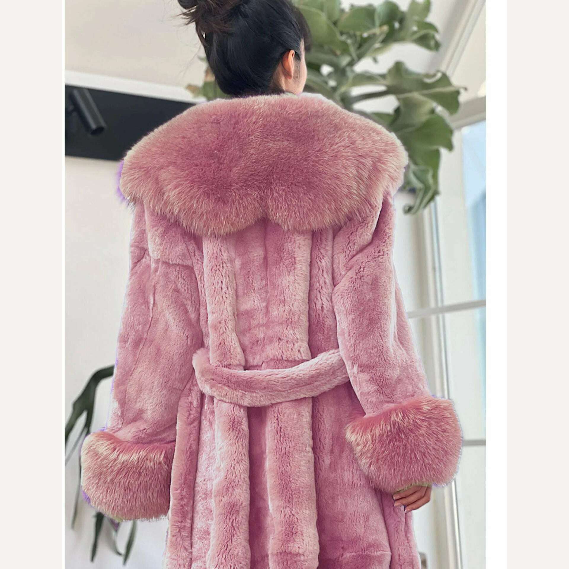 2023 Autumn and Winter Big Fur Collar Fashion Fur Coat Women's Mid-Length Thickened European and American Loose Temperament Coat, KIMLUD Women's Clothes