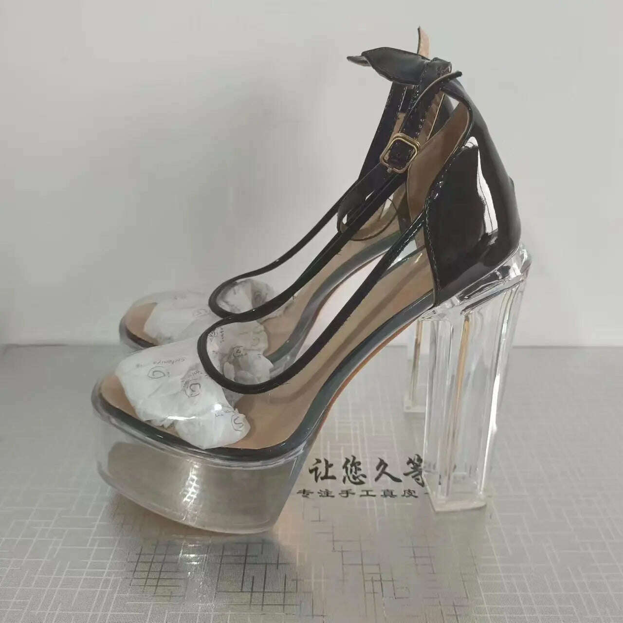 KIMLUD, 2023 Autumn New Woman Fashion PVC Designer High Heels Patent Platform Transparent Shoes Show Pumps Party Shoes Size 43, Brown  AES546 / 35, KIMLUD Womens Clothes