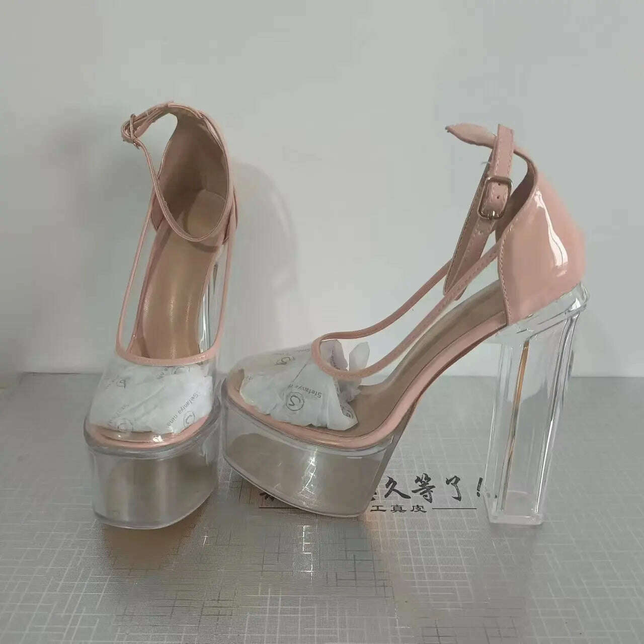 KIMLUD, 2023 Autumn New Woman Fashion PVC Designer High Heels Patent Platform Transparent Shoes Show Pumps Party Shoes Size 43, Pink  AES546 / 35, KIMLUD Women's Clothes