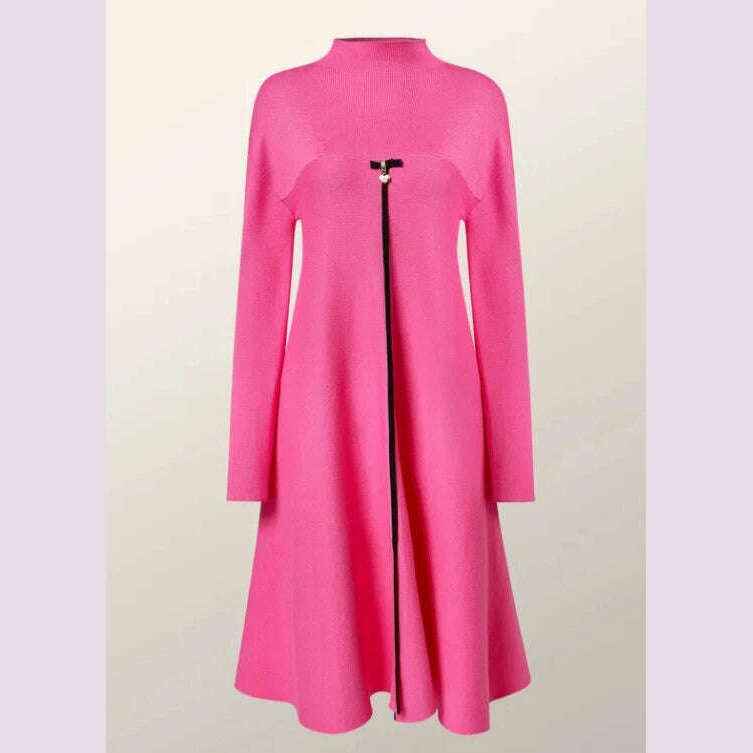 KIMLUD, 2023 Autumn Winter Spring New Fashion Casual Temperament Style Long Sleeved Round Neck Dress Dresses for Women Elegant, KIMLUD Womens Clothes