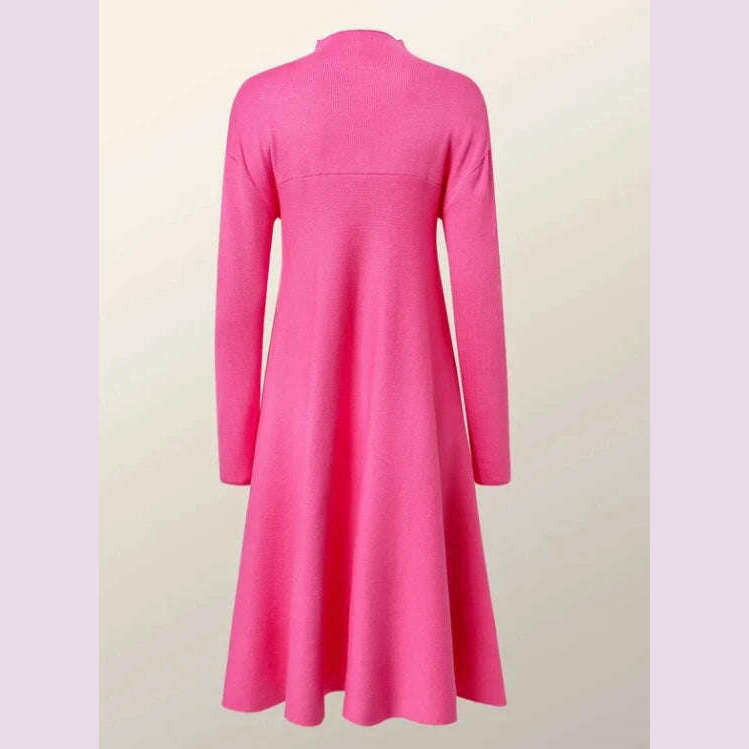 KIMLUD, 2023 Autumn Winter Spring New Fashion Casual Temperament Style Long Sleeved Round Neck Dress Dresses for Women Elegant, KIMLUD Womens Clothes