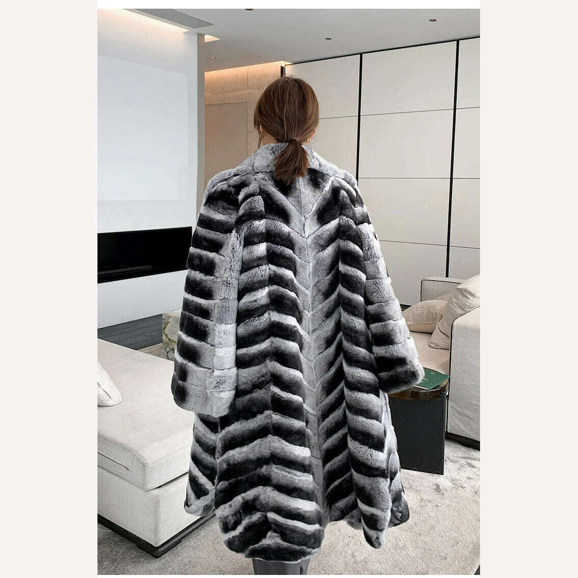 KIMLUD, 2023 Best Seller New Real Rex Rabbit Fur Coat Winter Long Fur Coat Women Fashion Thick Warm Winter Luxury, KIMLUD Womens Clothes