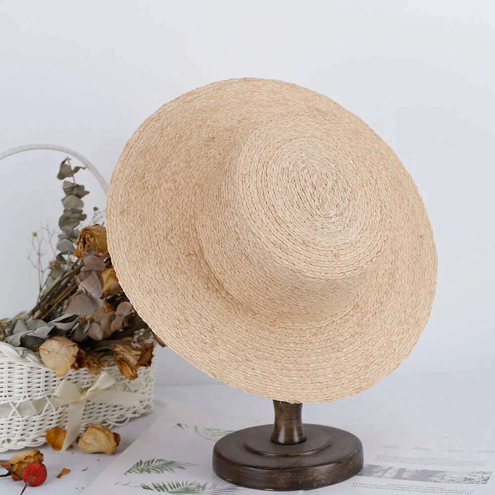 KIMLUD, 2023 elegant women's RAFFIA hats bow Straw hat with large brim women's hats for the sun summer hat Straw hat Bucket hat golf hat, KIMLUD Womens Clothes