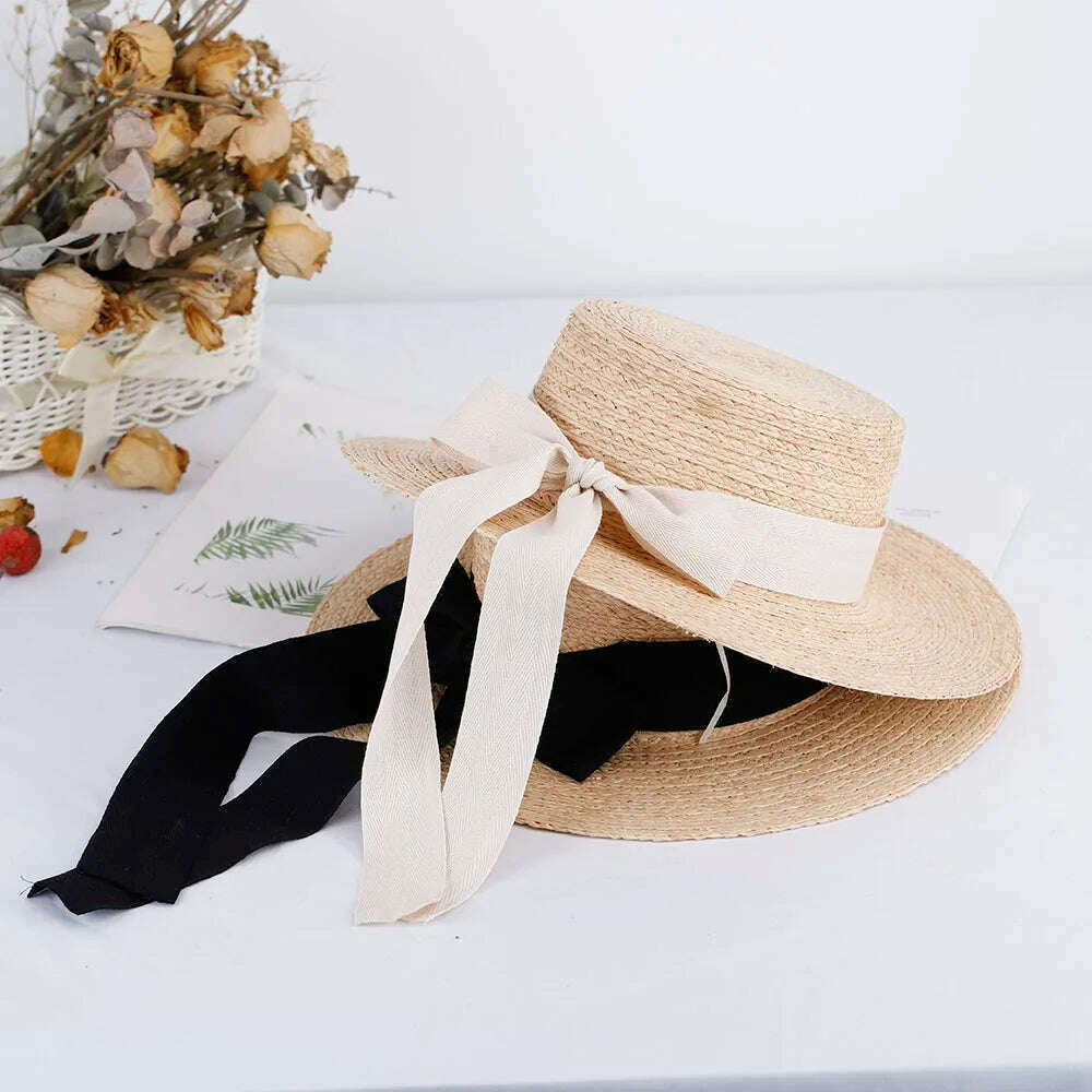 2023 elegant women's RAFFIA hats bow Straw hat with large brim women's hats for the sun summer hat Straw hat Bucket hat golf hat - KIMLUD