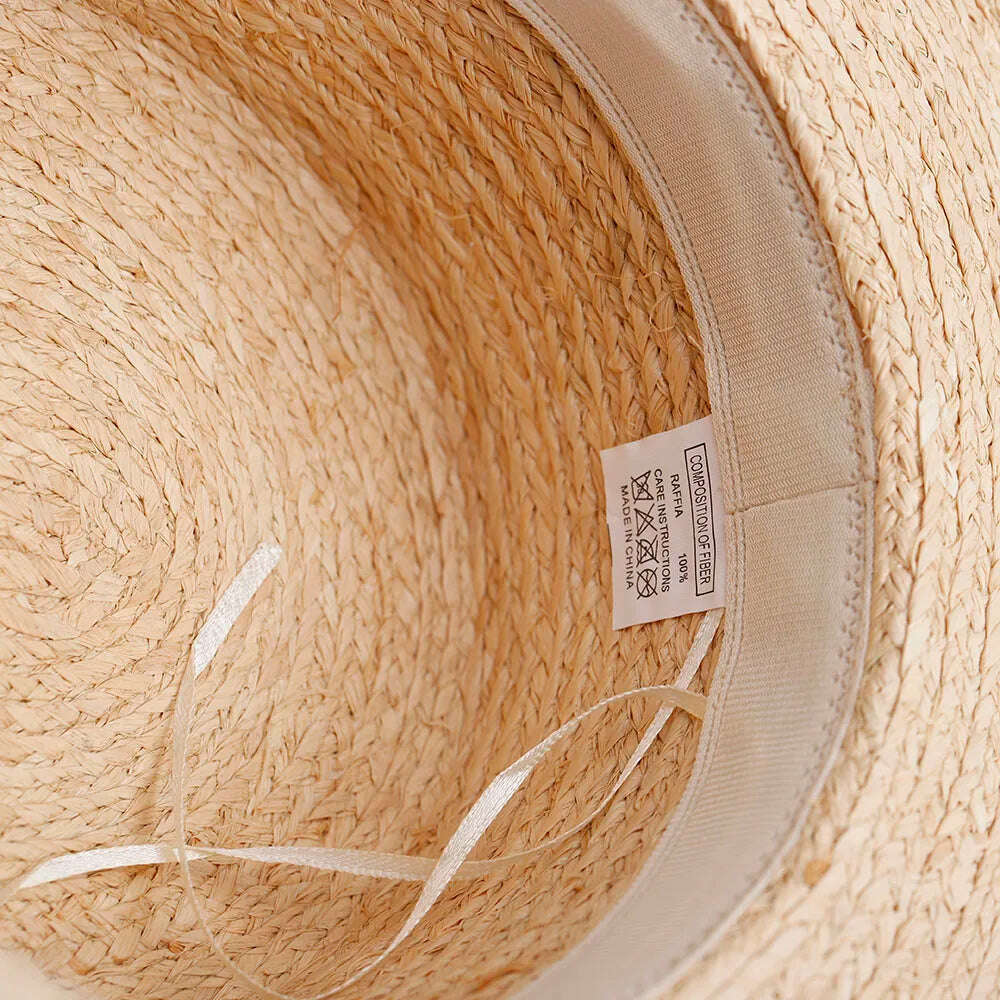 2023 elegant women's RAFFIA hats bow Straw hat with large brim women's hats for the sun summer hat Straw hat Bucket hat golf hat - KIMLUD