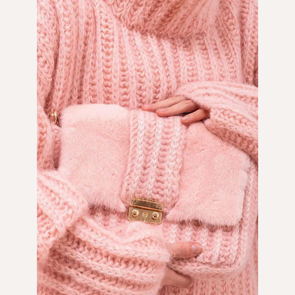 2023 Fashion Fluffy Turtleneck Women Sweater Tops Knitted Casual Warm Sweaters Female Lady Soft Long Sleeve Pullover Streetwear, KIMLUD Women's Clothes