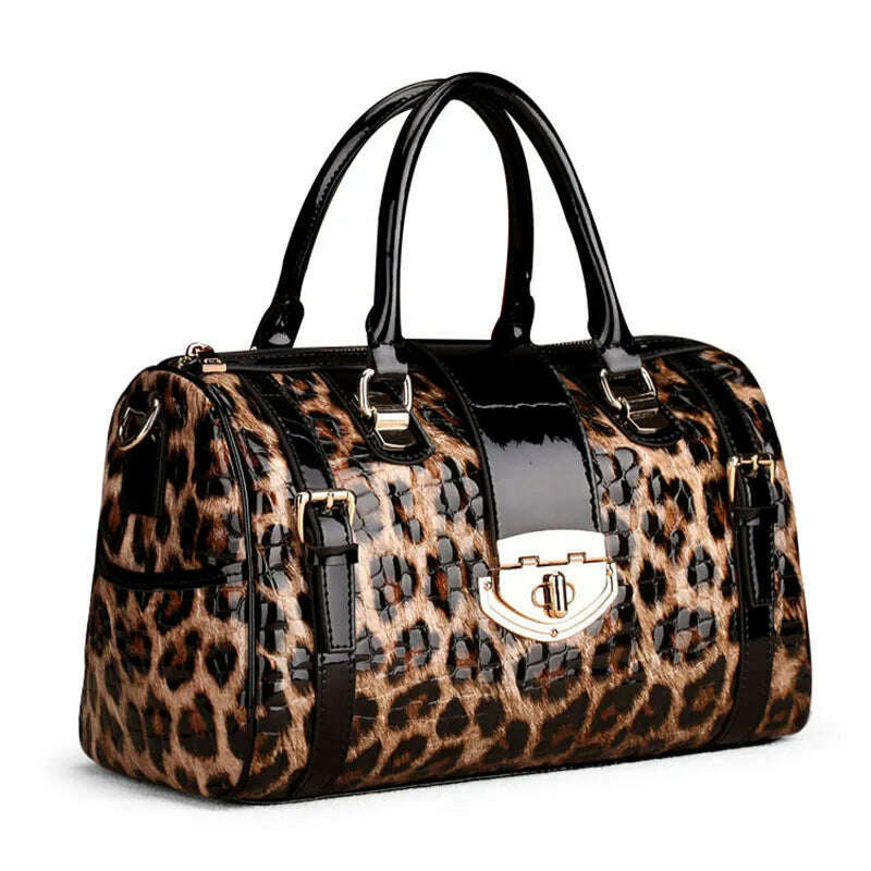 KIMLUD, 2023 Fashion Leopard Women Handbags European Designer Cow Genuine Leather Shoulder Bags Female Brand Luxury Crossbody Boston Bag, leopard, KIMLUD Women's Clothes