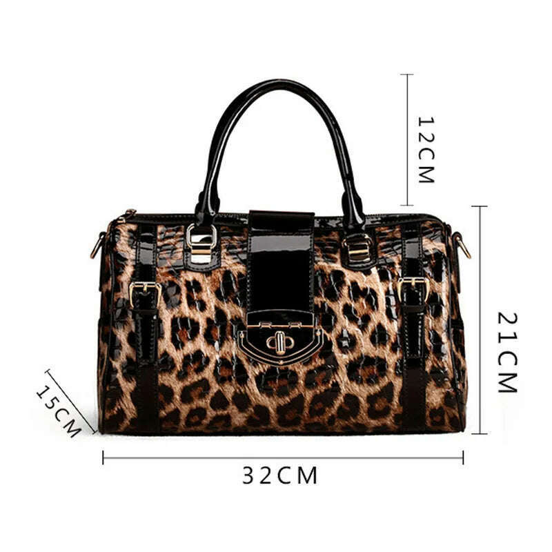 KIMLUD, 2023 Fashion Leopard Women Handbags European Designer Cow Genuine Leather Shoulder Bags Female Brand Luxury Crossbody Boston Bag, KIMLUD Womens Clothes