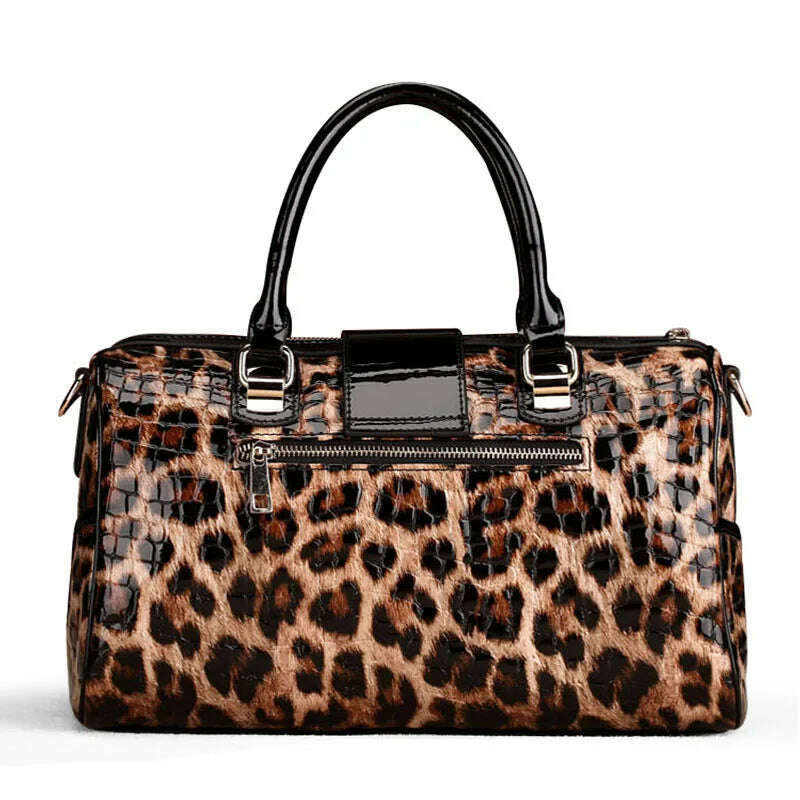 KIMLUD, 2023 Fashion Leopard Women Handbags European Designer Cow Genuine Leather Shoulder Bags Female Brand Luxury Crossbody Boston Bag, KIMLUD Womens Clothes