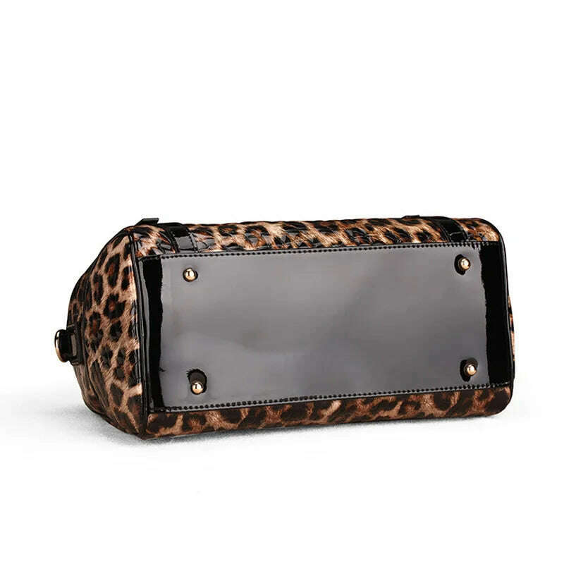 KIMLUD, 2023 Fashion Leopard Women Handbags European Designer Cow Genuine Leather Shoulder Bags Female Brand Luxury Crossbody Boston Bag, KIMLUD Womens Clothes