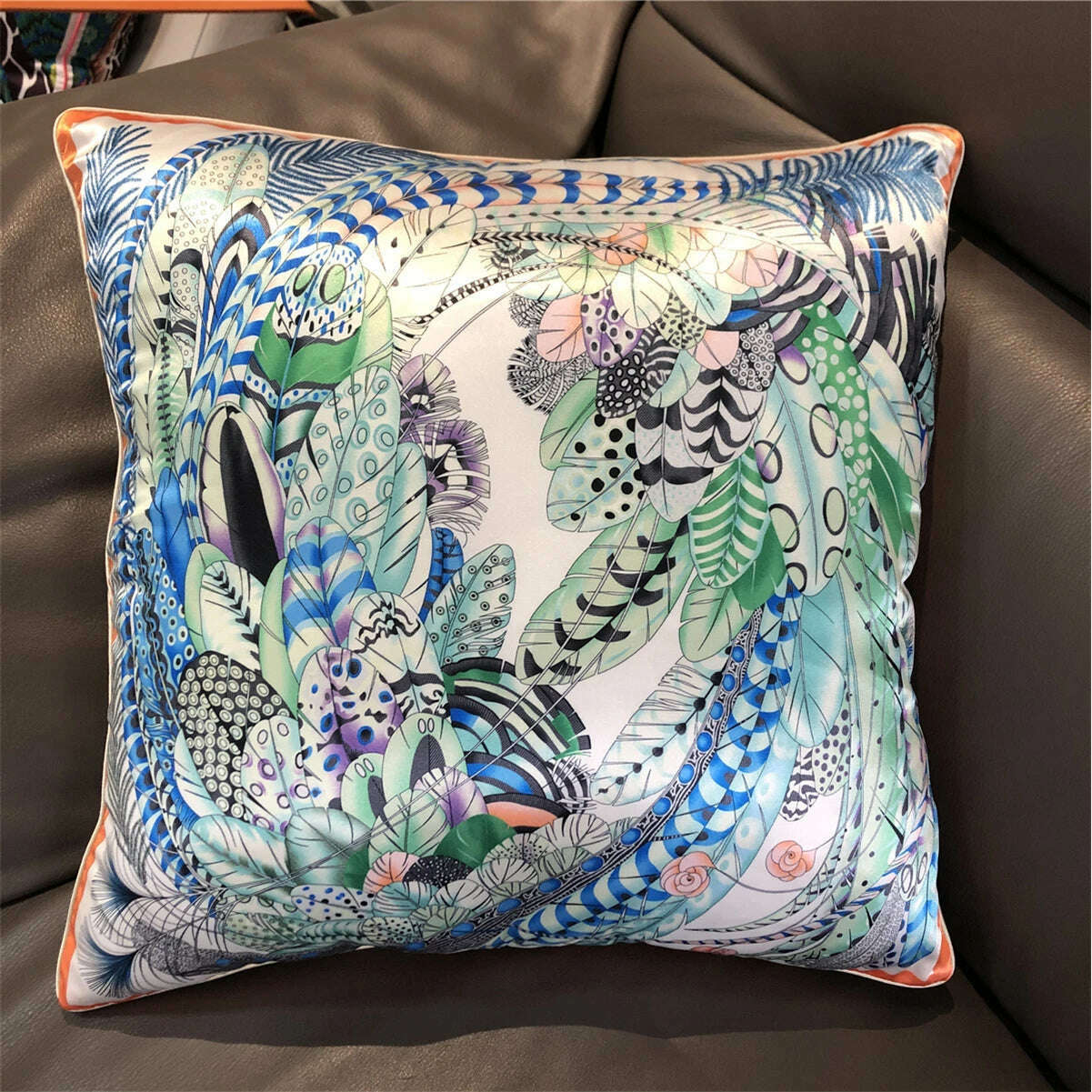 KIMLUD, 2023 Fashion Silk Pillowcase Brand Design Flower Horse Sofa Throw Pillow Chair Car Cushion Cover Home Decoration Fashion Pillow, KIMLUD Womens Clothes