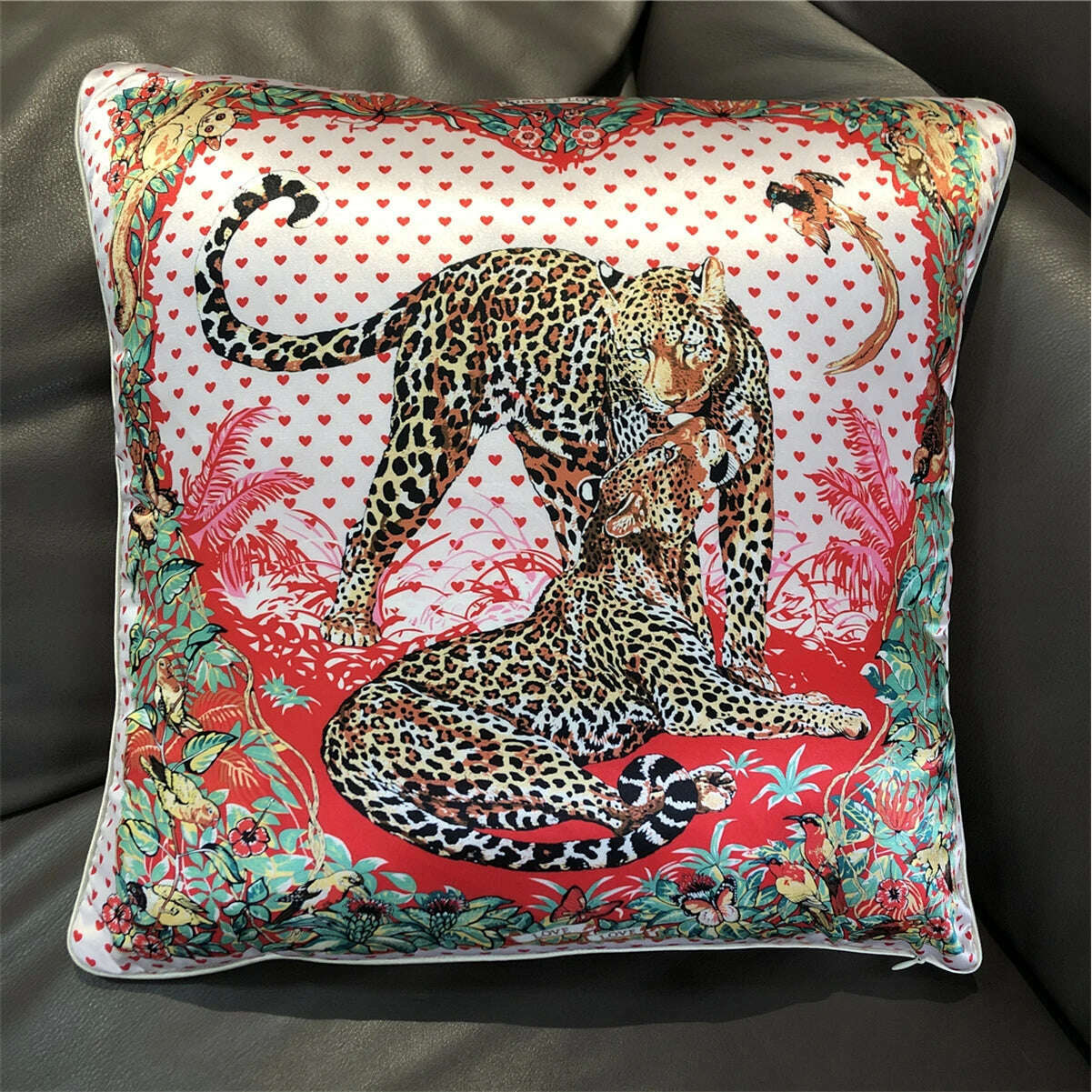 KIMLUD, 2023 Fashion Silk Pillowcase Brand Design Flower Horse Sofa Throw Pillow Chair Car Cushion Cover Home Decoration Fashion Pillow, 23 / 45x45cm, KIMLUD Women's Clothes