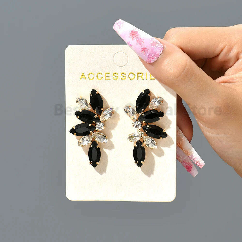 2023 Green Rhinestone Piercing Earrings For Women Luxury Vintage Geometric Wings Pendientes Elegant Statement Jewelry Wholesale - KIMLUD
