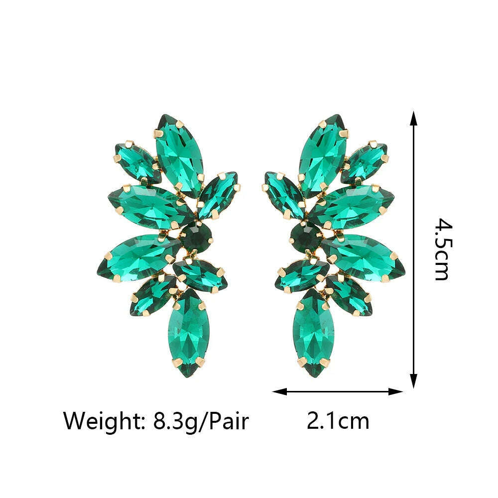 2023 Green Rhinestone Piercing Earrings For Women Luxury Vintage Geometric Wings Pendientes Elegant Statement Jewelry Wholesale - KIMLUD