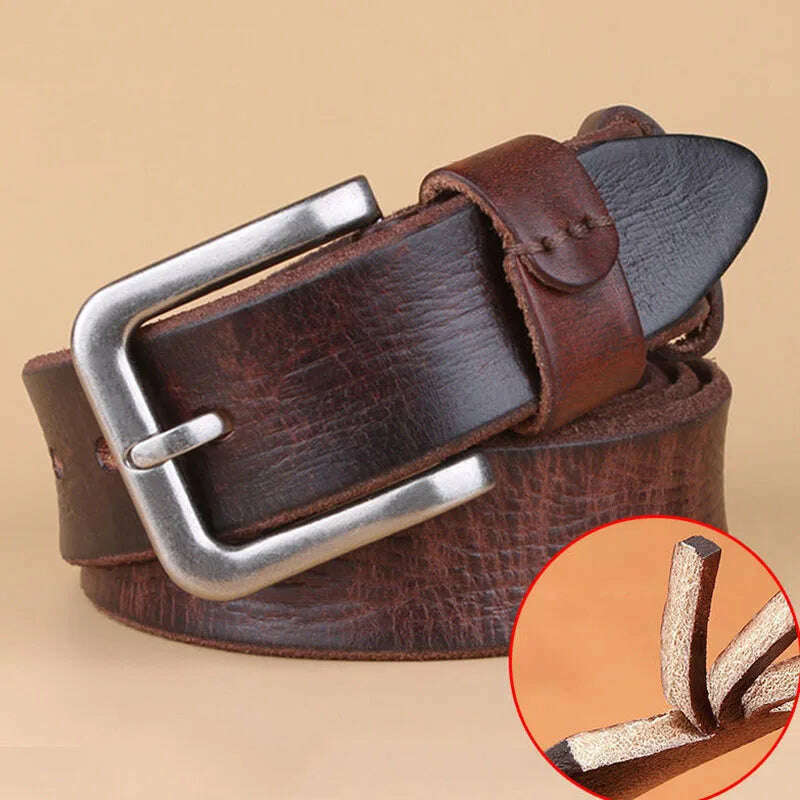 2023 High Quality Belt Men's Genuine Leather Top Layer Pure Leather Pin Buckle Jeans Fashion Belts for Men Luxury Designer Brand, KIMLUD Women's Clothes