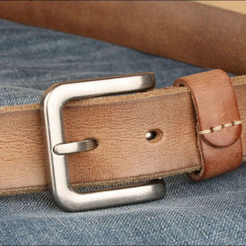 KIMLUD, 2023 High Quality Belt Men's Genuine Leather Top Layer Pure Leather Pin Buckle Jeans Fashion Belts for Men Luxury Designer Brand, KIMLUD Women's Clothes