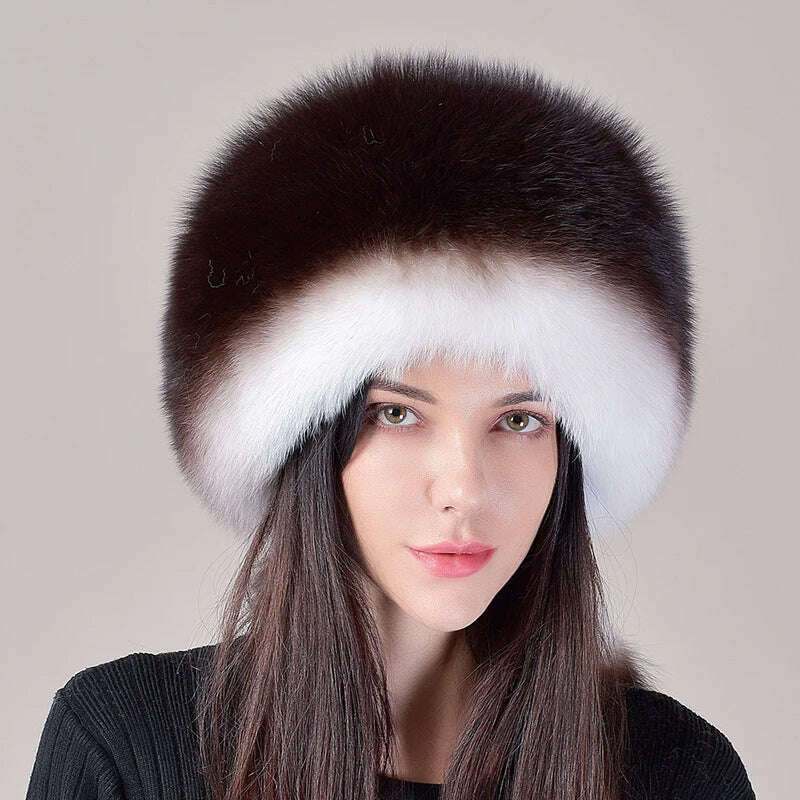 KIMLUD, 2023 Hot Sale Winter Women Fox Fur Hat Fluffy Soviet Female Outdoor Warm Cap Snow Fur Hats 5 tails Real Fox Fur Cold Bomber Hats, color 1 / Suitable everyone, KIMLUD Womens Clothes