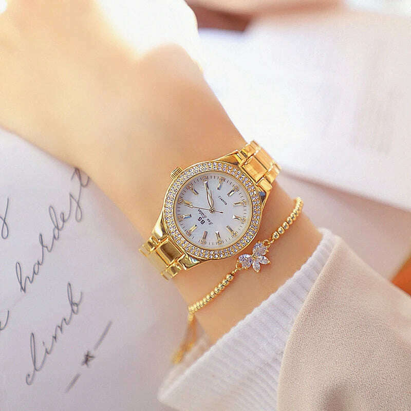 KIMLUD, 2023 Ladies Wrist Watches Dress Gold Watch Women Crystal Diamond Watches Stainless Steel Silver Clock Women Montre Femme 2022, KIMLUD Womens Clothes