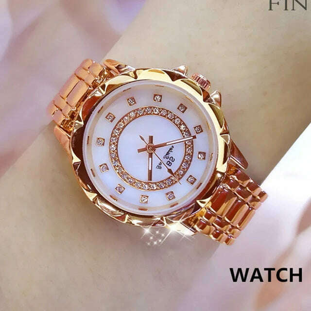 KIMLUD, 2023 Ladies Wrist Watches Dress Gold Watch Women Crystal Diamond Watches Stainless Steel Silver Clock Women Montre Femme 2022, 1506-rose gold / CHINA, KIMLUD Womens Clothes