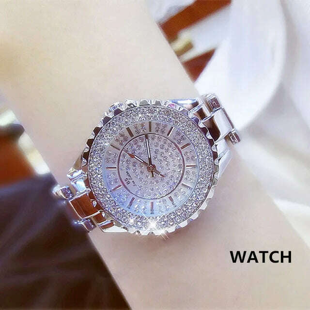 KIMLUD, 2023 Ladies Wrist Watches Dress Gold Watch Women Crystal Diamond Watches Stainless Steel Silver Clock Women Montre Femme 2022, 0280-silver / CHINA, KIMLUD Womens Clothes