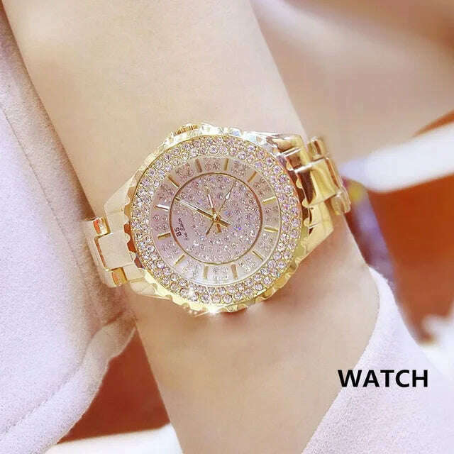 KIMLUD, 2023 Ladies Wrist Watches Dress Gold Watch Women Crystal Diamond Watches Stainless Steel Silver Clock Women Montre Femme 2022, 0280-gold / CHINA, KIMLUD Womens Clothes