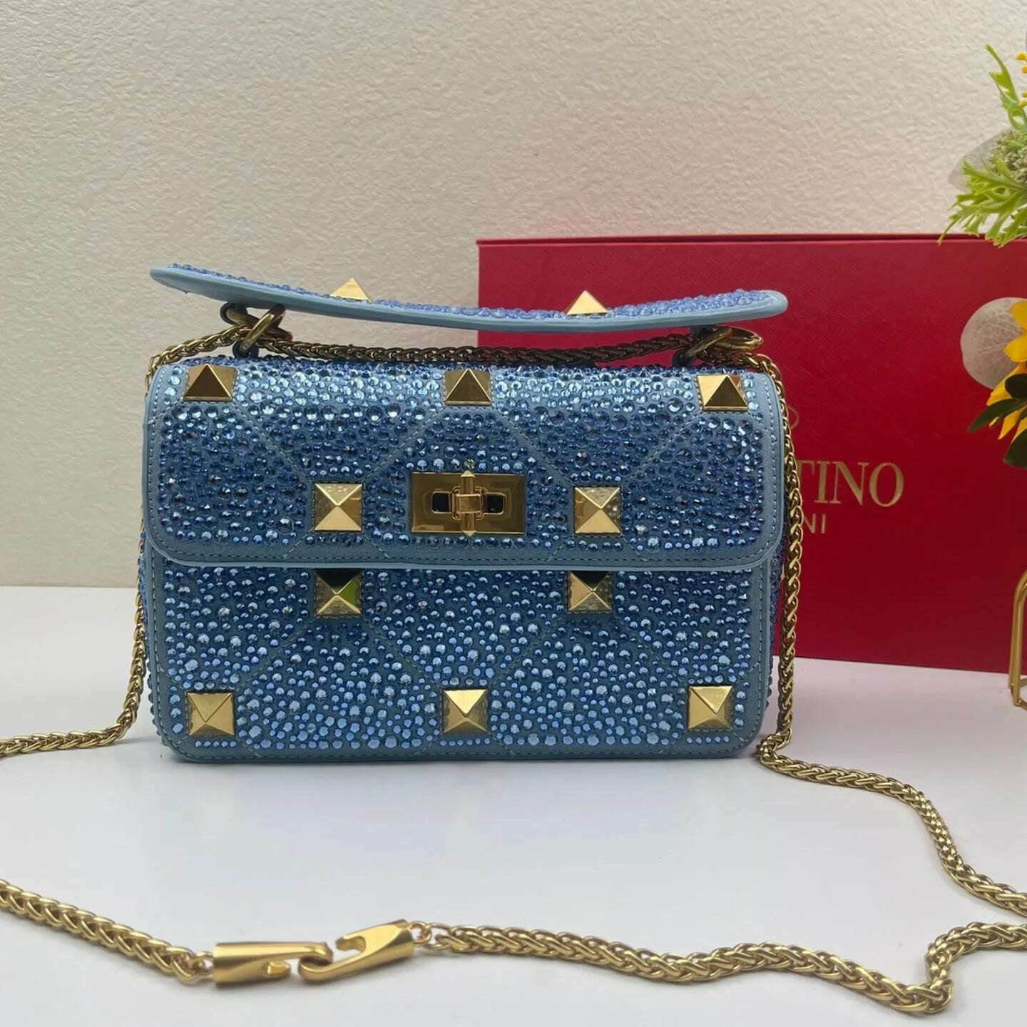 KIMLUD, 2023 Luxury Brand Studded Rivet Women's Handbag European And American Personalized Fashion Noble Women's Cross-body Shoulder Bag, blue, KIMLUD Womens Clothes