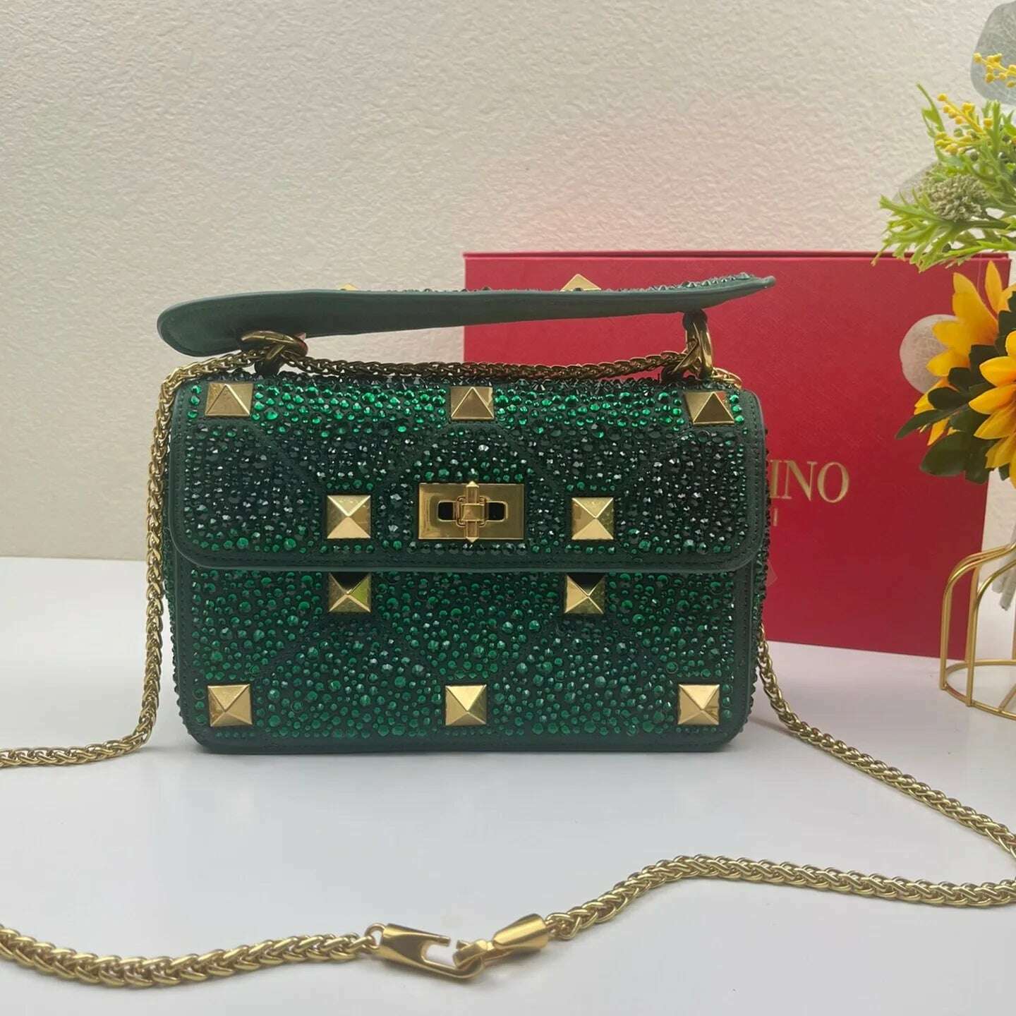 KIMLUD, 2023 Luxury Brand Studded Rivet Women's Handbag European And American Personalized Fashion Noble Women's Cross-body Shoulder Bag, green, KIMLUD Womens Clothes