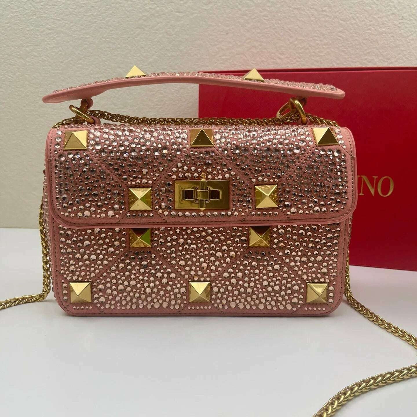 KIMLUD, 2023 Luxury Brand Studded Rivet Women's Handbag European And American Personalized Fashion Noble Women's Cross-body Shoulder Bag, pink, KIMLUD Womens Clothes