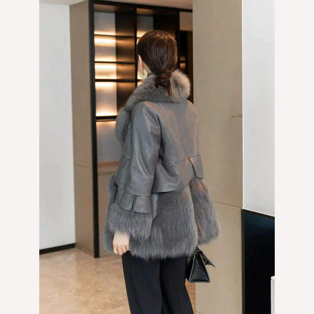 2023 Natural fox fur coat women's genuine sheepskin leather jacket Winter Coat Women - KIMLUD
