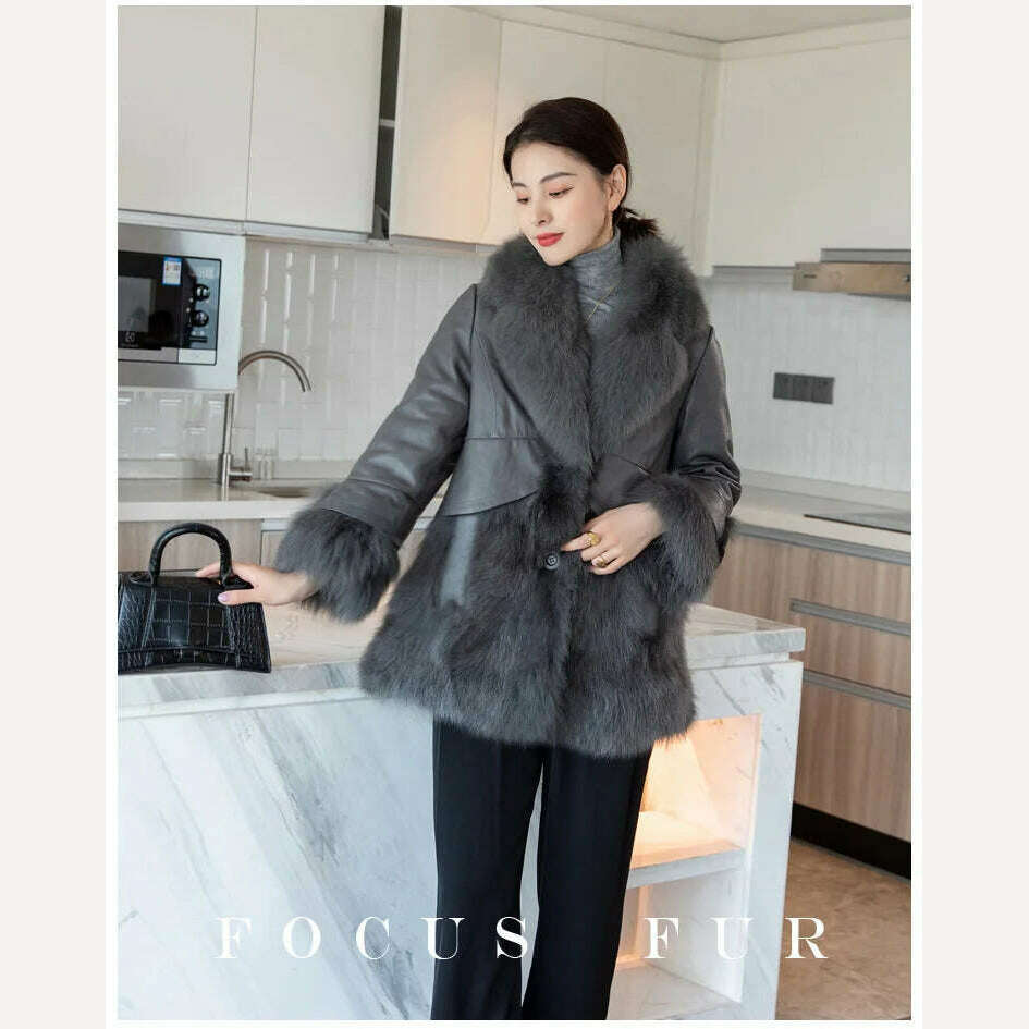 2023 Natural fox fur coat women's genuine sheepskin leather jacket Winter Coat Women - KIMLUD