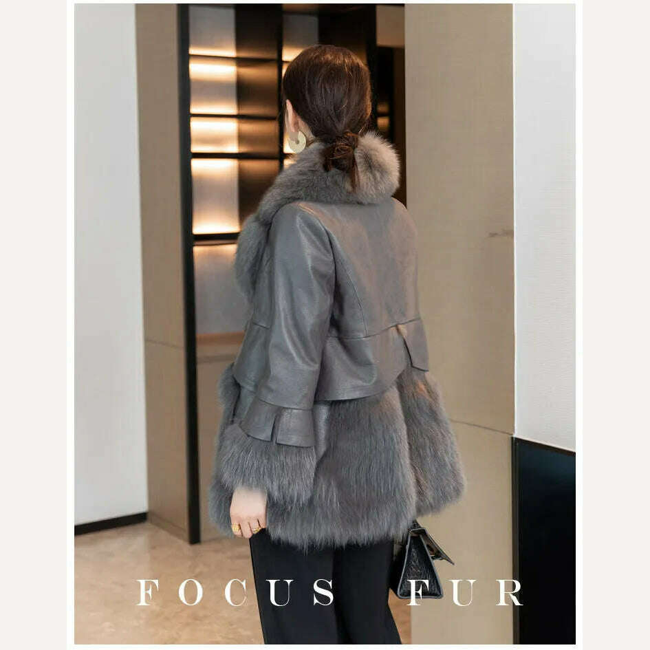2023 Natural fox fur coat women's genuine sheepskin leather jacket Winter Coat Women - KIMLUD