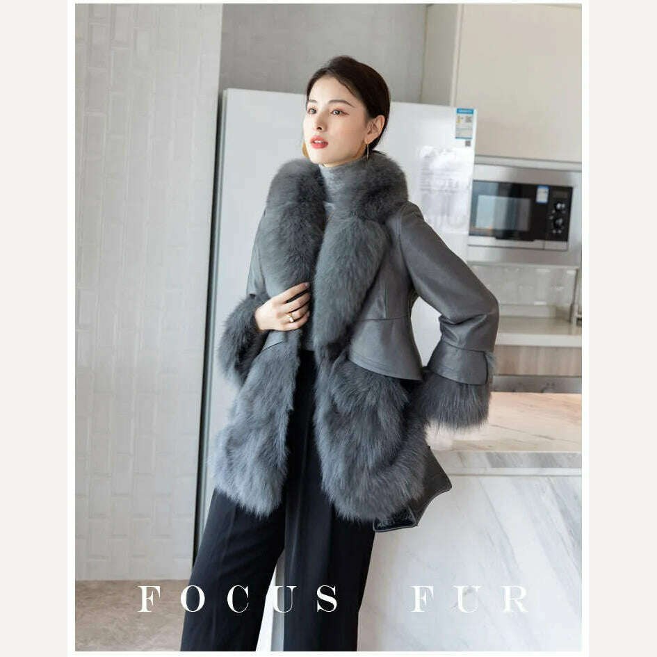 2023 Natural fox fur coat women's genuine sheepskin leather jacket Winter Coat Women - KIMLUD