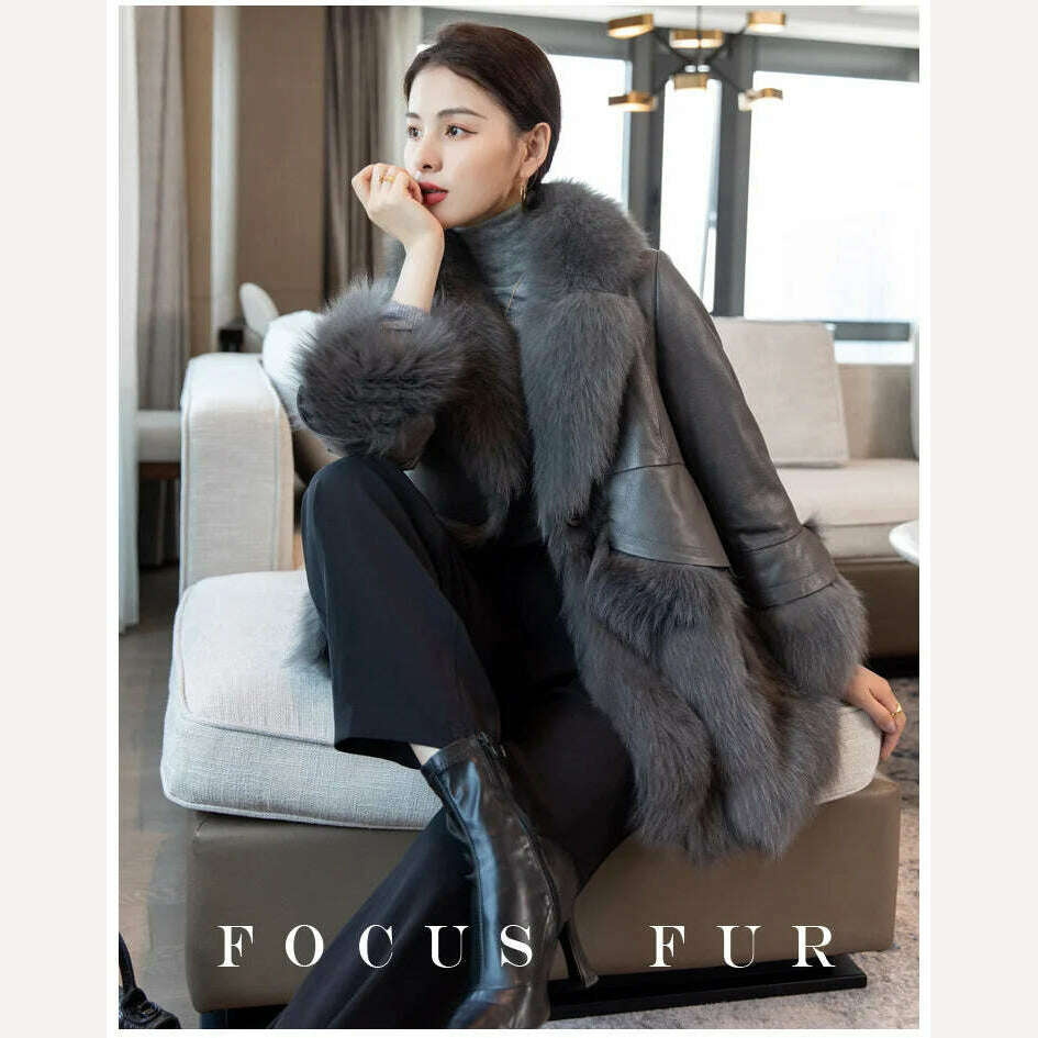 2023 Natural fox fur coat women's genuine sheepskin leather jacket Winter Coat Women - KIMLUD