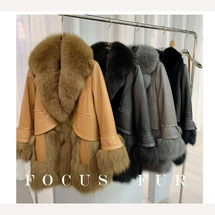2023 Natural fox fur coat women's genuine sheepskin leather jacket Winter Coat Women - KIMLUD