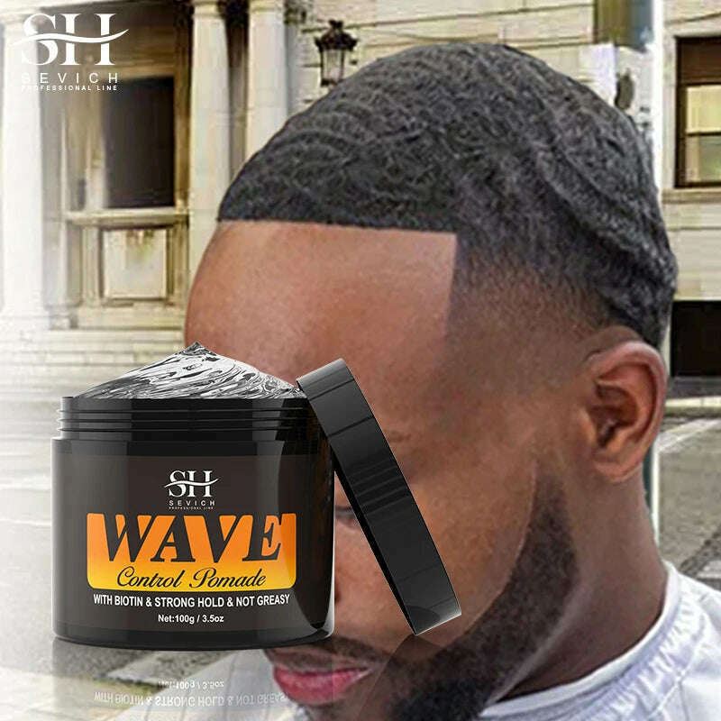 2023 Natural Wave Control Pomade for Black Men Strong Hold 360 Waves Layered Style Clay Wavy Grease Builder for Hair Silky Shine - KIMLUD