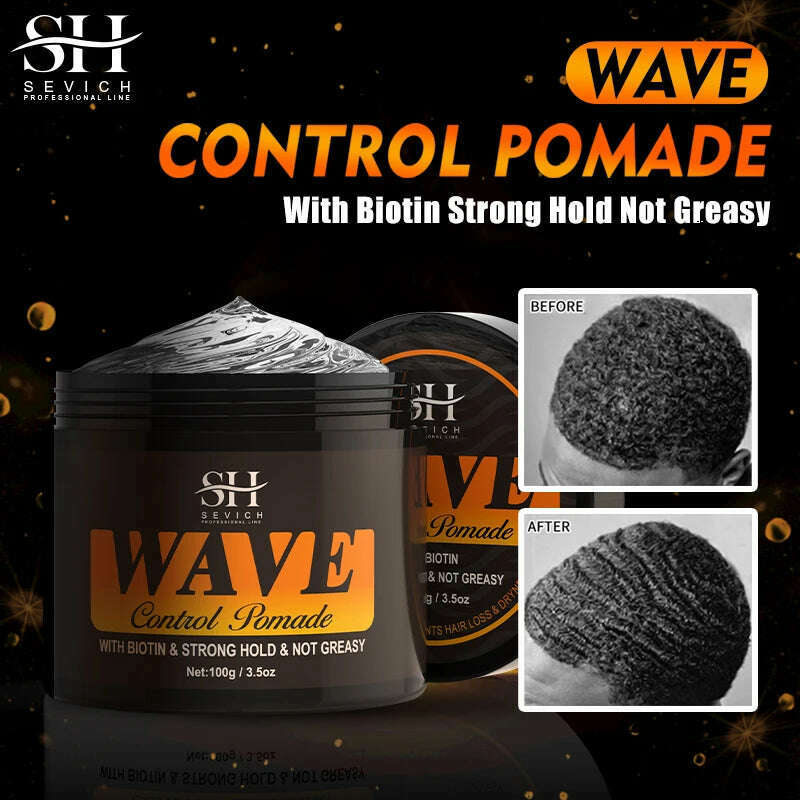2023 Natural Wave Control Pomade for Black Men Strong Hold 360 Waves Layered Style Clay Wavy Grease Builder for Hair Silky Shine - KIMLUD