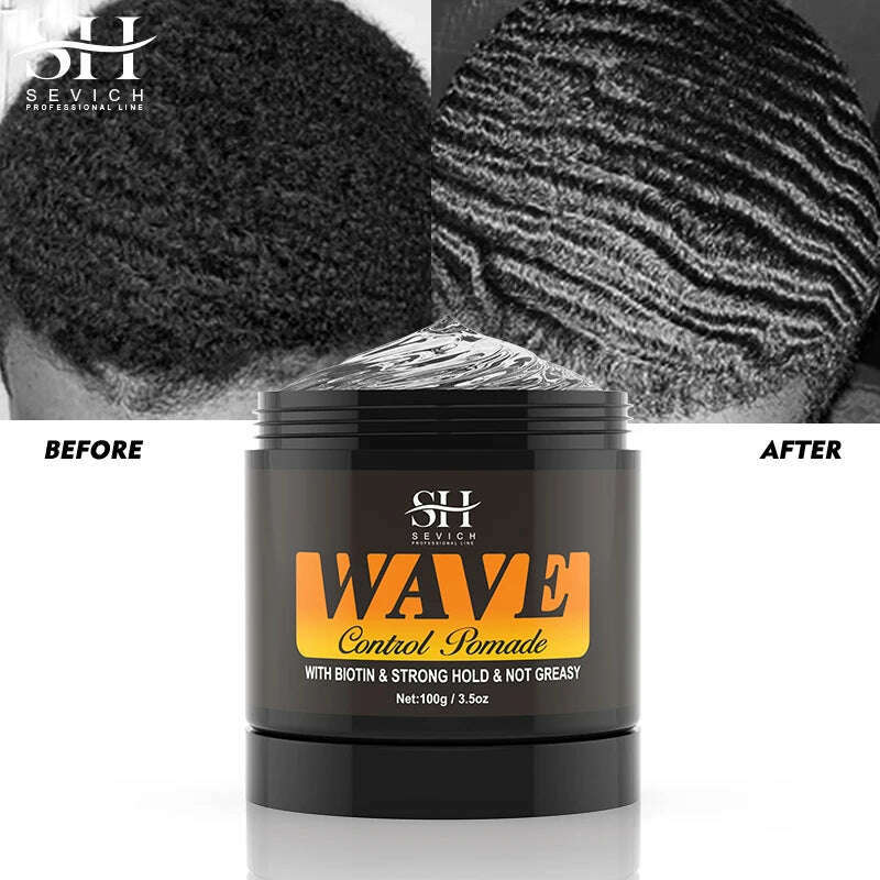 2023 Natural Wave Control Pomade for Black Men Strong Hold 360 Waves Layered Style Clay Wavy Grease Builder for Hair Silky Shine - KIMLUD