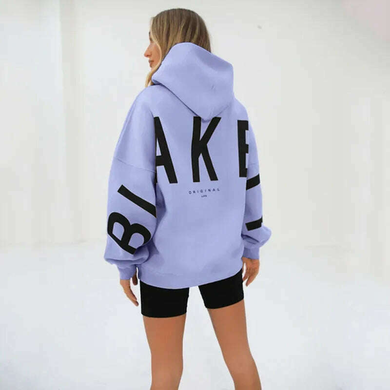 KIMLUD, 2023 New Cross-border Europe And The United States Fashion Printing Thick Long Sleeve Loose Hoodie Woman, lilac / M, KIMLUD Womens Clothes